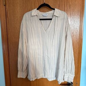 Primark Beige Striped Linen Blouse